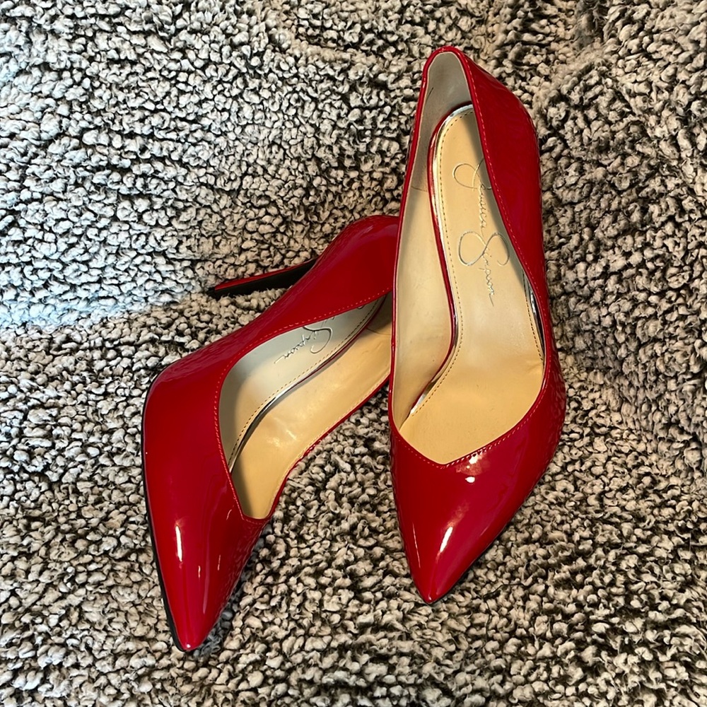 Valentine’s Day red heels Jessica Simpson
